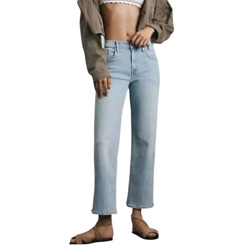 Mother Womens 27 Mid Rise Rambler Zip Ankle Jeans Light Wash Balls In Your Court
